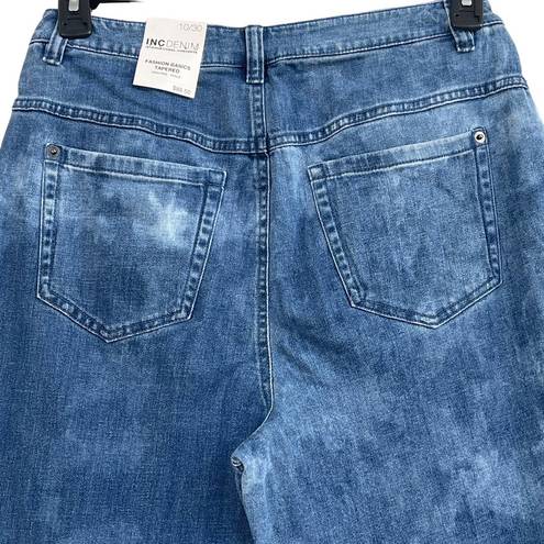 INC  SZ 10/30 Tapered Cuffed Ankle Jeans High-Rise Stretch Medium Wash Indigo New