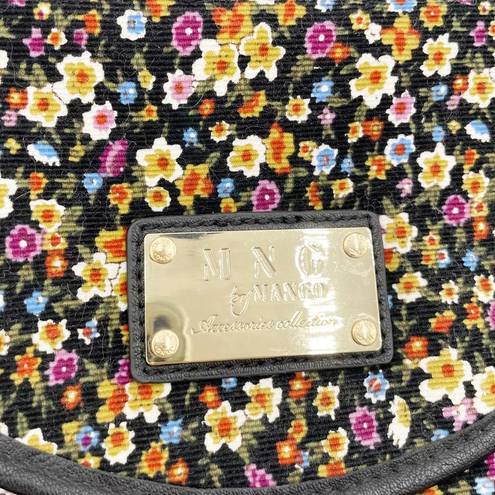 Mango MNG By  Black Ditsy Floral Corduroy Shoulder Bag & Wallet Retro 90s Grunge