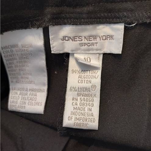 Jones New York  Sport Stretch Black Denim Straight Leg Mid Rise Jeans Pants