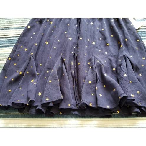 The Row  A Women Navy Blue Mini Skater Skirt w/ Gold Stars Size M