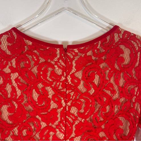Ruby ERIN Erin Fetherston Lace 3/4 Sleeve Dress,  Red Ling Sleeve Size 0