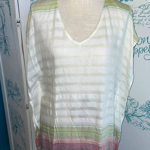 PilyQ  Copper Adriana Tassel Tunic multi-stripe swim coverup NWT