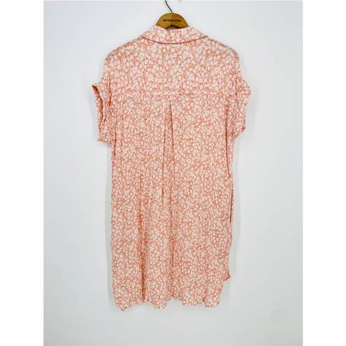 Lost + Wander  Pick Me In The Desert Boho Tunic Top Button Down Floral Peach XS/S