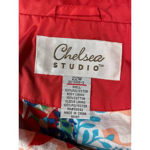 Chelsea Studio Plus 22W, Lightweight Spring Trench Coat, Soft Red, Floral Lining