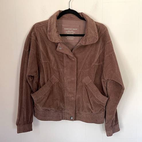 American Eagle  Outfitters Brown Corduroy Zip Up Bomber Jacket ~ Women’s Sz XS