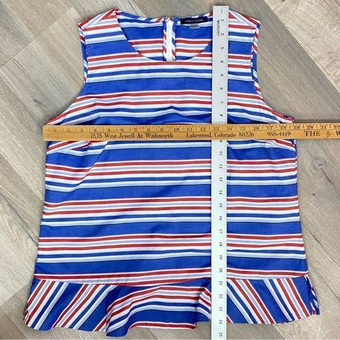 Tommy Hilfiger  Striped Peplum Hem Sleeveless Blouse Medium Tank Top Blue Red