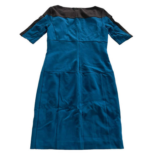W By Worth Worth Dress Womens 8 Blue Colorblock Half Sleeve Round Neck Shift Rayon Nylon