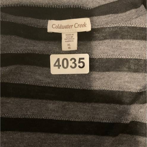 Coldwater Creek  black stripes on gray cardigan size XL
