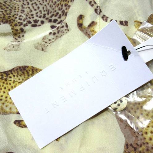 Equipment NWT  Signature in Almond Floating Cheetah Cat Silk Button Down Shirt S