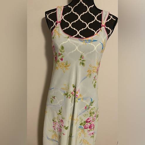 Oscar de la Renta EUC  Green & Pink Floral Lingerie Slip Dress size small