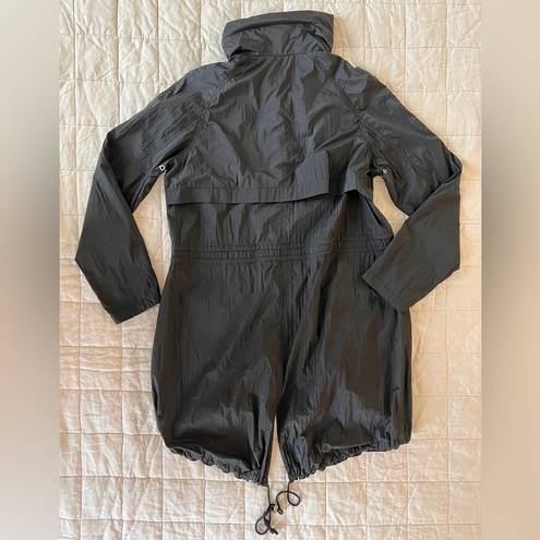 Sam Edelman  Black Hooded Longline Water Resistant Windbreaker - Small