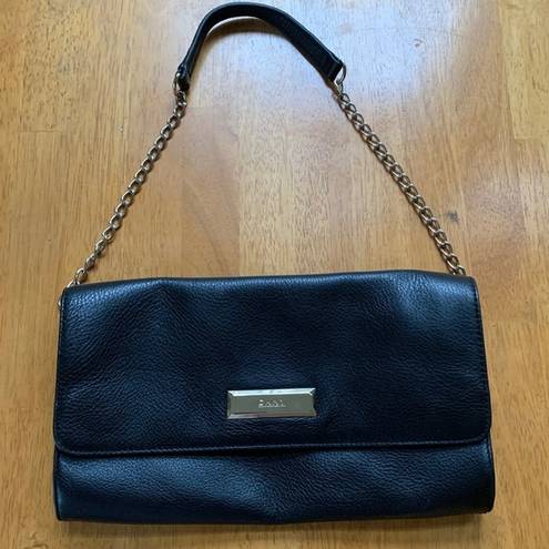 DKNY   authentic black leather chain clutch purse bag, Medium.