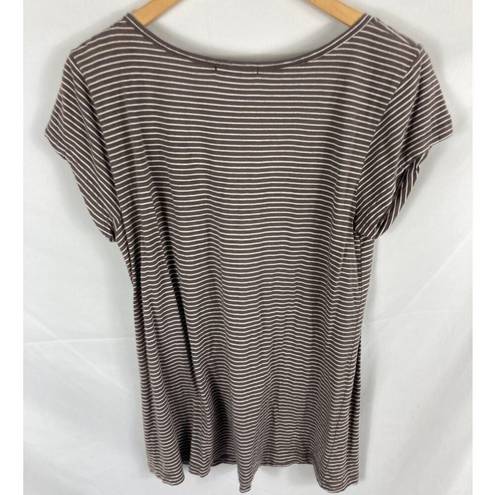 Fresh Produce  Brown White Stripe Tshirt Size Large