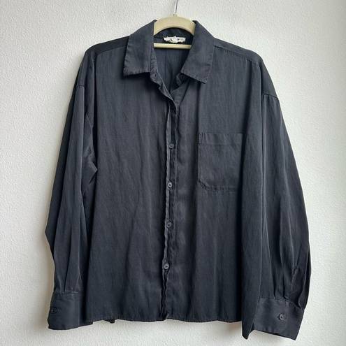 Djerf Avenue  On The Go Shirt in Ash Cupid Button Front Relaxed Size Large