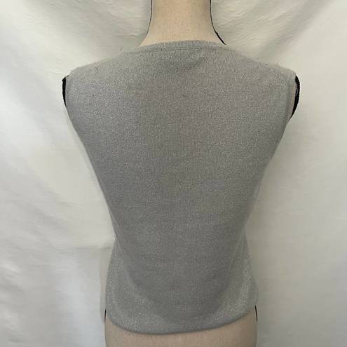 Karen Kane  Lifestyle Cashmere Blend Womens Sweater Size L Sleeveless Metallic