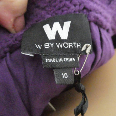 W By Worth  Deep Jelly Poplin Knit off The Shoulder Dress NWT Purple Sweater 10