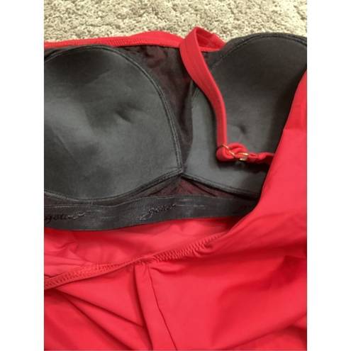 Gottex New.  red ruched swimsuit. Size 12. Retails $168