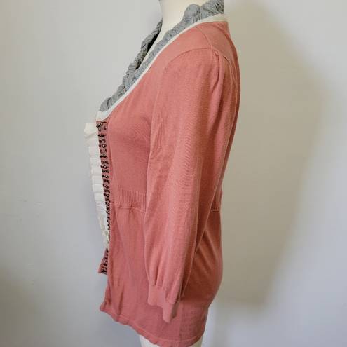 BKE  Boutique blush pieced fabric cardigan size large