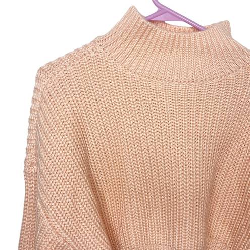 Lovers + Friends  peach sweater oversized cropped mock neck size medium NWOT