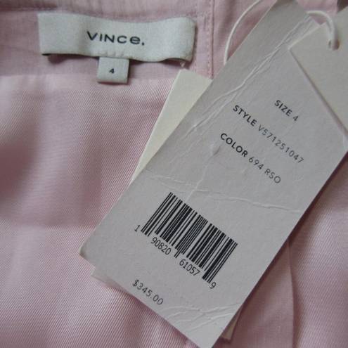 Vince NWT  Wide Strap Belted Linen Blend Midi in Rosa Seco Tank Dress 4 $345