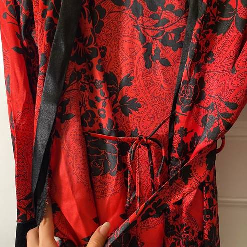 In Bloom  by Jonquil I Floral Full Length Satin-Like Belted Robe w Velvet Sleeves