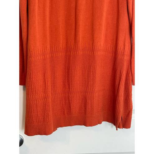 Isaac Mizrahi  Live Orange Ribbed Open Front Cardigan Sweater, Size Medium