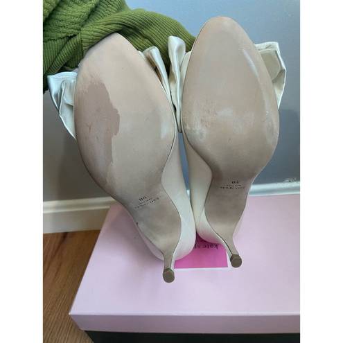 Kate Spade  Ivory Crawford Bow Satin Heels in Size 9 Wedding Shoes