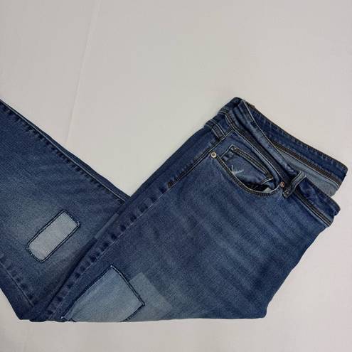 J.Jill  Medium Wash Patch Denim Authentic Fit Slim Ankle Jeans Size 12