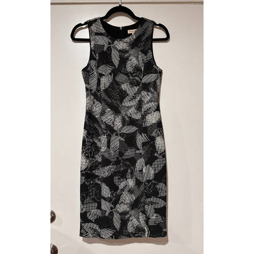 Rebecca Taylor  Black White Abstract Print Sleeveless Sheath Dress Size 2 New