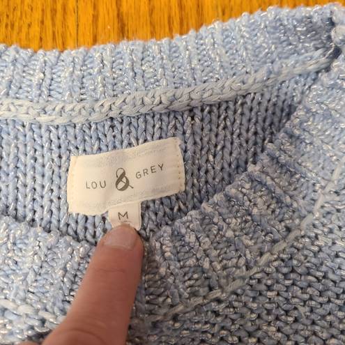 Lou & grey  Sweater Women's Medium Pullover Baby Blue Chunky Knit Scoop Neck