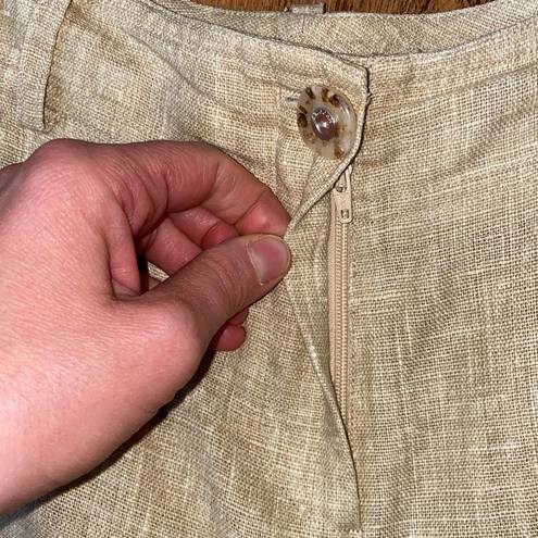 St. John  Sport Fashion Fit Linen Tan Trousers GUC Sz 8 Women’s Wide Leg