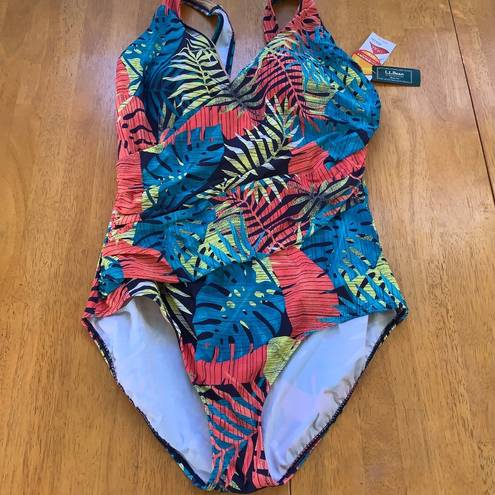 L.L.Bean  Shaping Swimwear, Tummy Control, Tropical Print, Size 18 reg.