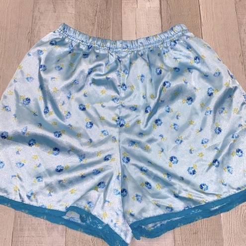 Vintage Blue  floral silky shorts size small