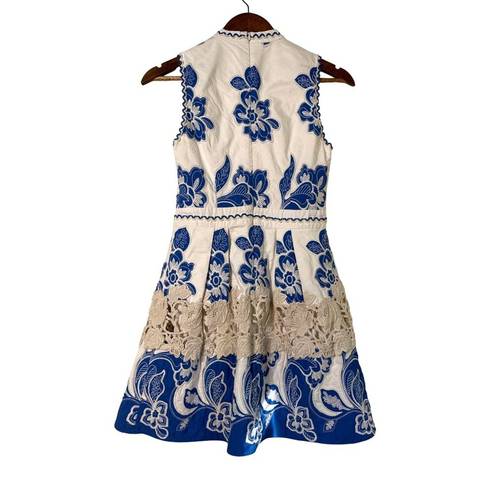 Alexis  Farah Blue White Fit & Flare Dress XS