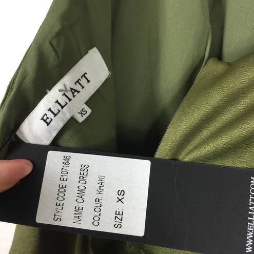 Elliatt NWT  Camo Olive Green Satin Halter Asymmetric Cocktail Mini Dress XS