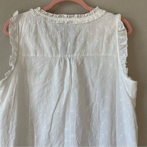 Harper  241 White Eyelet Cotton Sleeveless Shift Mini Dress Size 6