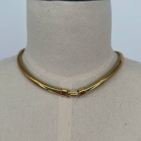 infinity Collar Necklace in Gold Tone with Rhinestone Inset  Pendant