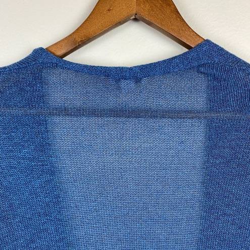 J.Jill  Cardigan Sweater LP Blue Linen Blend Open Front Longline‎ Petite