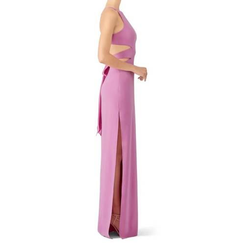 Halston Heritage Open Back Long Gown Cut Outs Orchid Bright Purple Pink sz 12