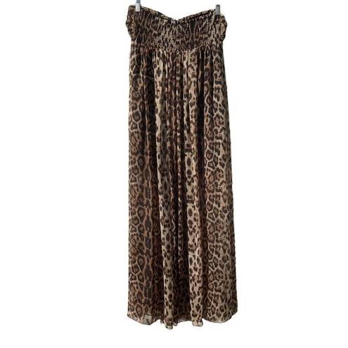 Sans Souci  Women's Strapless Maxi Dress Animal Leopard Print Sheer Brown Medium