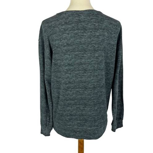 Natori Heathered Gray Jersey Lounge Pullover Sweatshirt Top Crew Luxury Soft Med