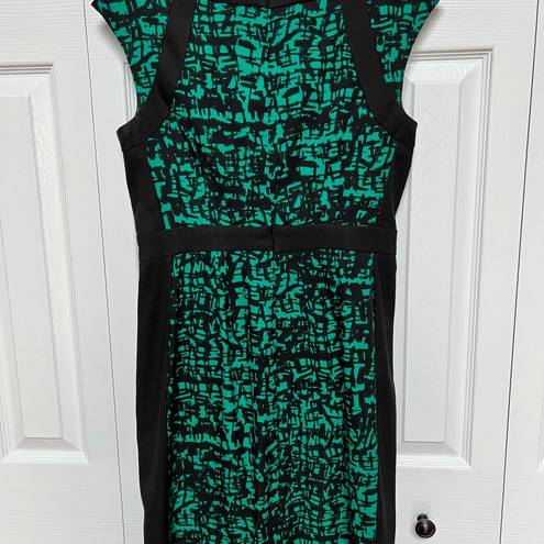 London Times green and black midi dress. Size 6