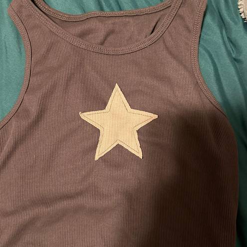 The Vintage Shop Vintage Star Patchwork Tank Dark Grey And Cream