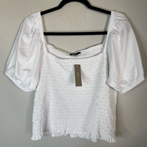 J.Crew  Smocked broken-in jersey cropped top white