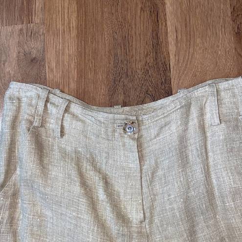 St. John  Sport Fashion Fit Linen Tan Trousers GUC Sz 8 Women’s Wide Leg