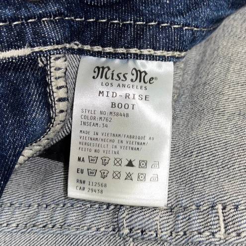 Miss Me Mid-Rise Med Blue Torn Aztec Bootcut Jeans Size 29 (M3844B) *Brand New*