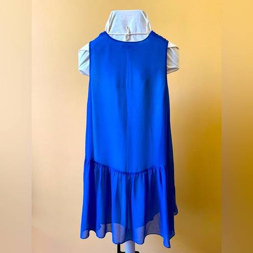 Sandro Paris V Neck Mod Color Lined Shift Flowy Mini Dress Blue Size 1 Small