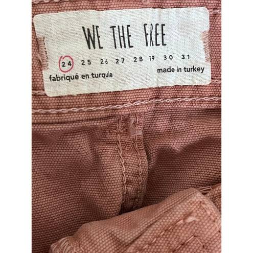 We The Free Free People  Dark Pink High Rise Wide Leg Cropped Jeans Size 24