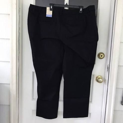 St. John’s Bay St Johns Bay Women's Straight Leg Chino Pants Black Flat Front Plus New 28WS