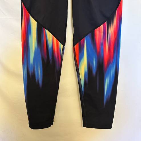 Sweaty Betty  London Power Leggings 7/8 Black Red Blue Strobe Pocket Size Small